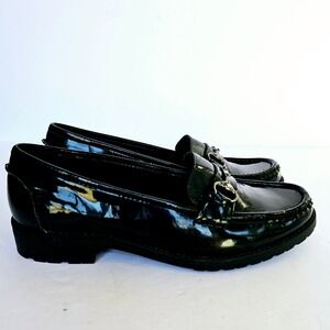 Anne Klein iflex Patent Leather Chunky Heel Slip On Loafers Women sz 7.5 Sh959.2